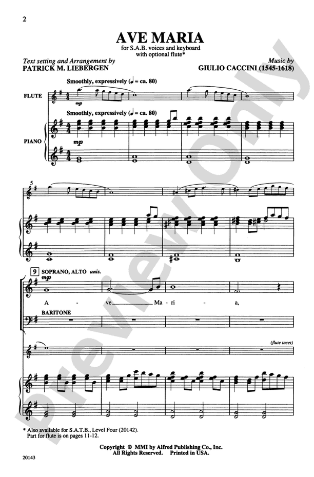 Ave Maria - Arr. Patrick M. Liebergen – SAB Choral Octavo (Digital Download)