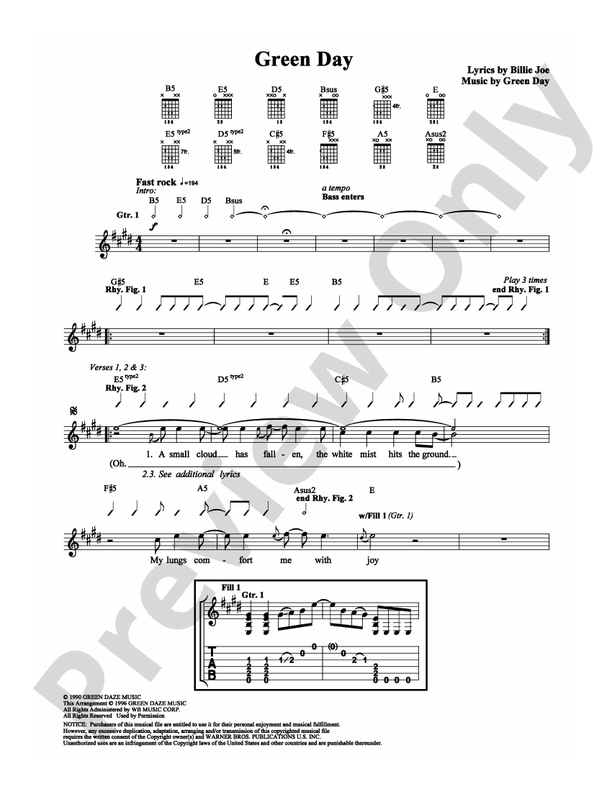 Green Day - Guitar TAB (Digital Download)