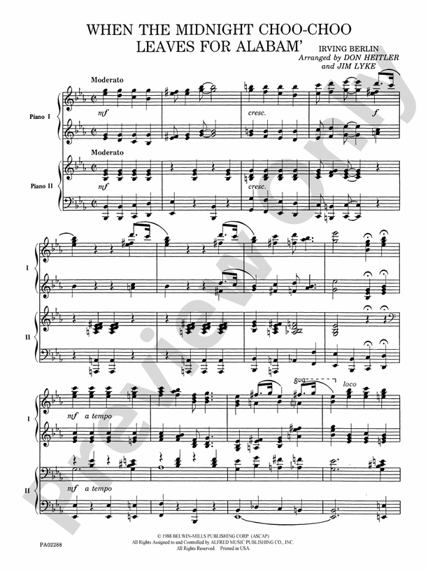 When the Midnight Choo-Choo Leaves for Alabam' - 2 Pianos, 4 Hands (Digital Download)