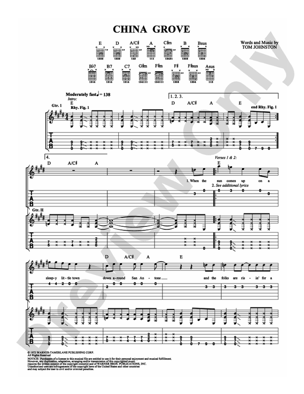 China Grove - Easy Guitar (Digital Download)