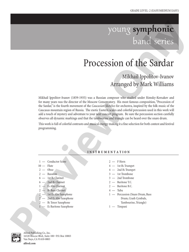 Procession of the Sardar - Concert Band Conductor Score & Parts (Digital Download)