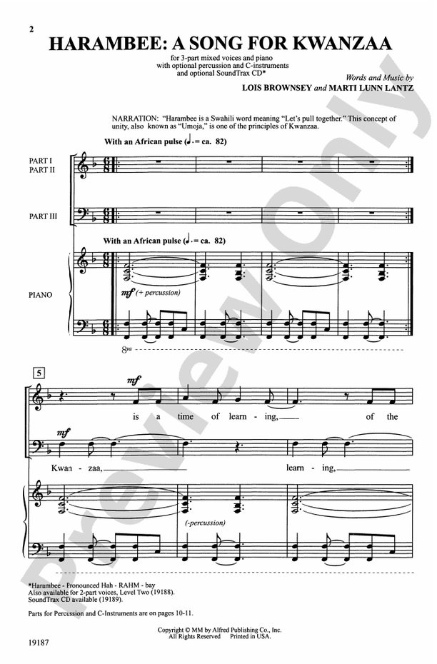 Harambee: A Song for Kwanzaa - 3-Part Mixed Choral Octavo (Digital Download)