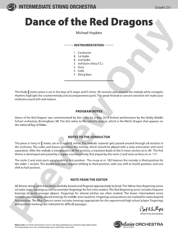 Dance of the Red Dragons - String Orchestra Conductor Score & Parts (Digital Download)