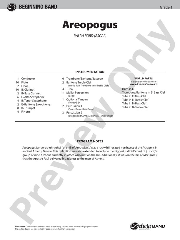 Areopogus - Concert Band Conductor Score & Parts (Digital Download)