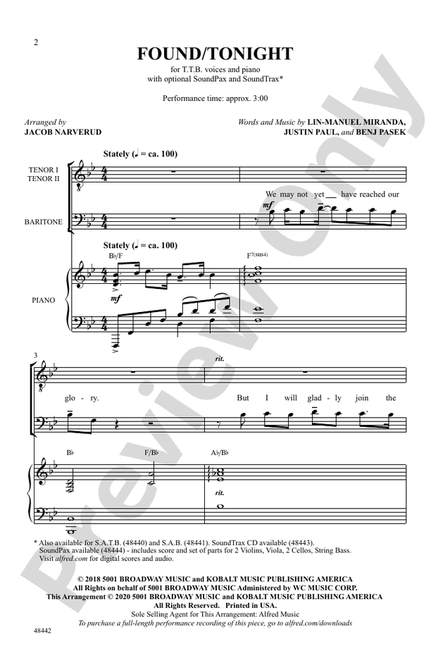Found/Tonight – TTB Choral Octavo (Digital Download)