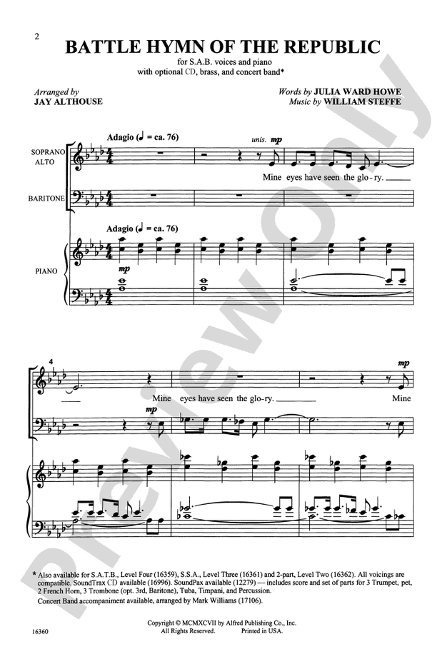 Battle Hymn of the Republic – SAB Choral Octavo (Digital Download)
