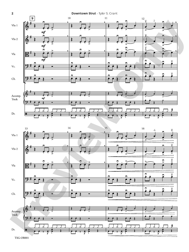Downtown Strut - String Orchestra Conductor Score & Parts (Digital Download)