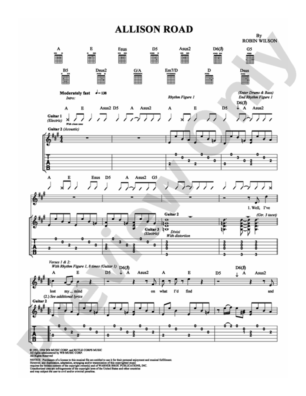 Allison Road - Guitar TAB (Digital Download)