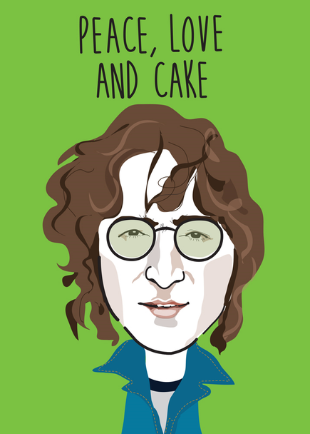 Greeting Card Peace, Love and Cake John Lennon