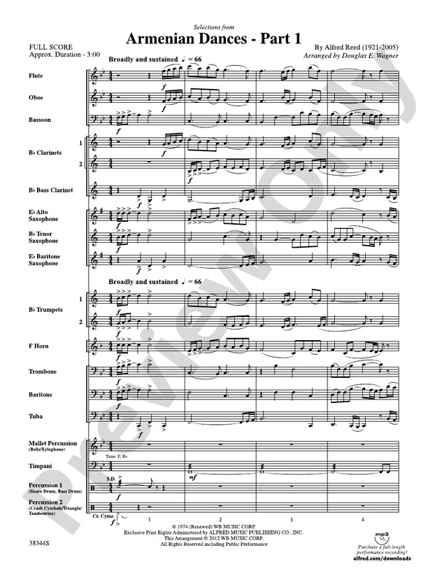 Armenian Dances, Part 1, Selections from - Concert Band Conductor Score & Parts (Digital Download)
