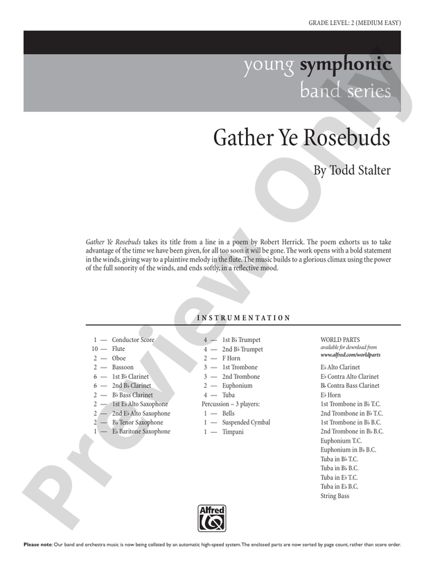 Gather Ye Rosebuds - Concert Band Conductor Score & Parts (Digital Download)