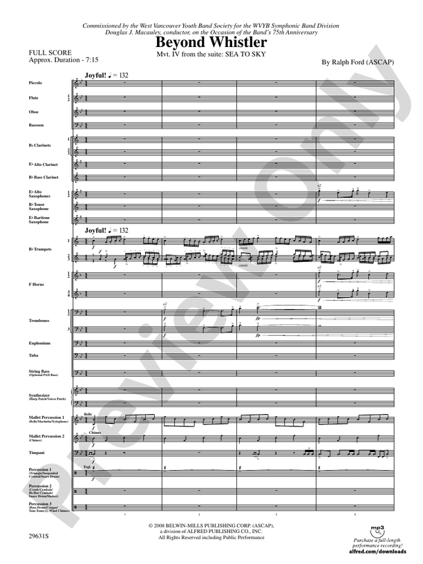 Beyond Whistler - Concert Band Conductor Score & Parts (Digital Download)