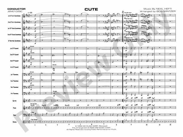 Cute (Grade 4.5) - Jazz Ensemble Conductor Score & Parts (Digital Download)