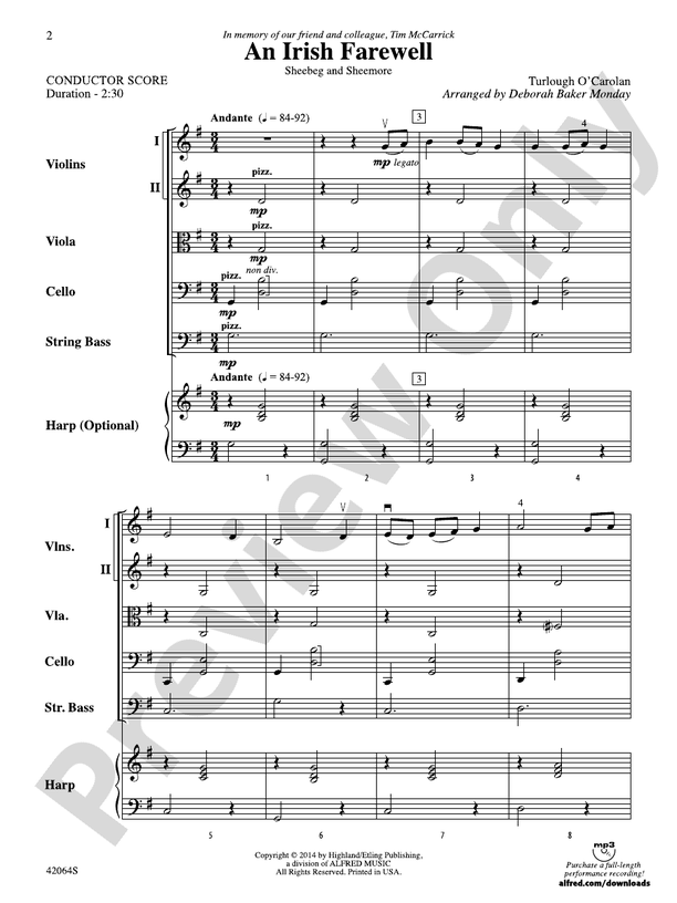 An Irish Farewell – String Orchestra Conductor Score & Parts (Digital Download)
