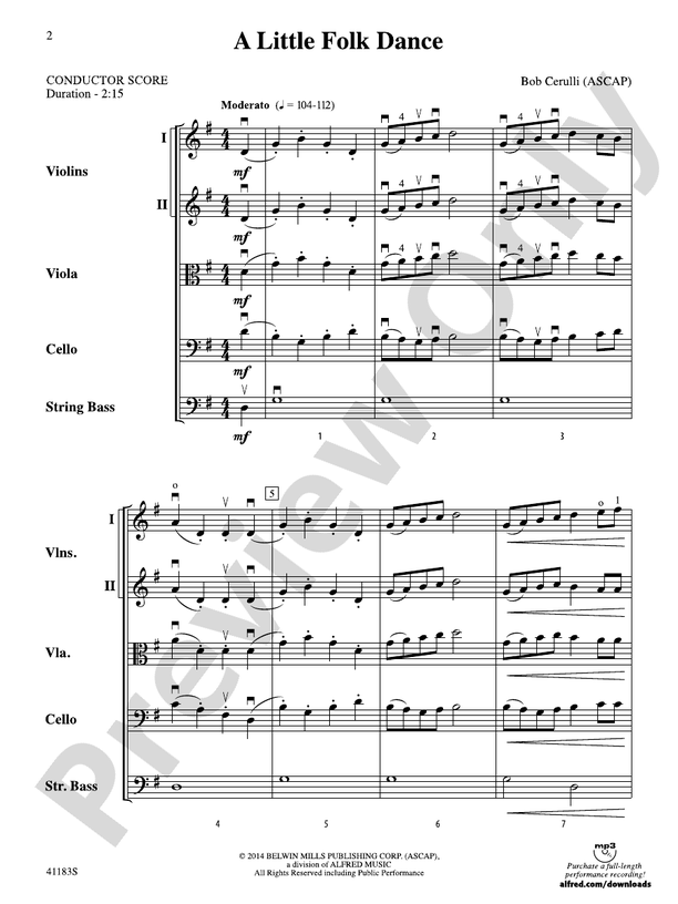 A Little Folk Dance – String Orchestra Conductor Score & Parts (Digital Download)