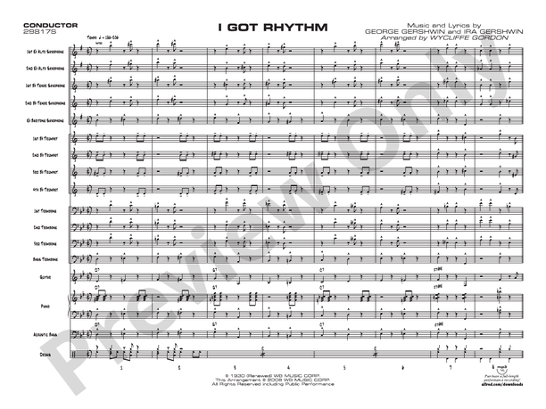 I Got Rhythm (Grade 3) - Jazz Ensemble Conductor Score & Parts(Digital Download)