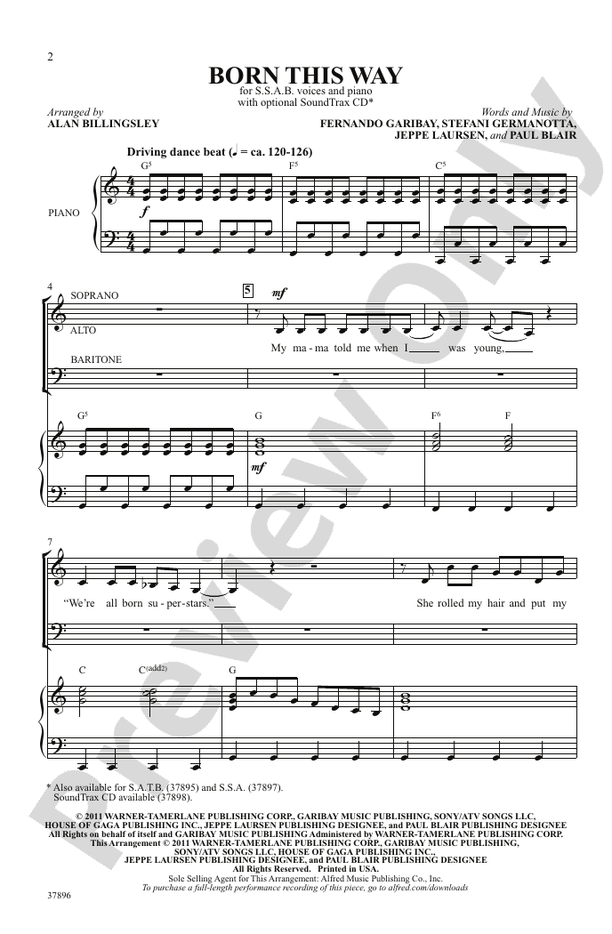 Born This Way – SSAB Choral Octavo (Digital Download)