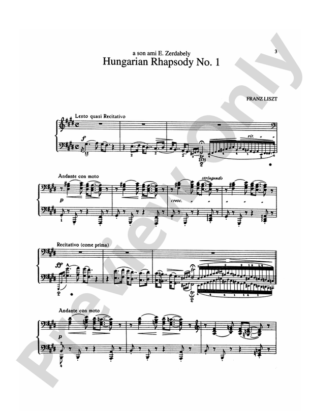 Liszt - Hungarian Rhapsodies (Nos. 1 & 2) - Piano Solo (Digital Download)