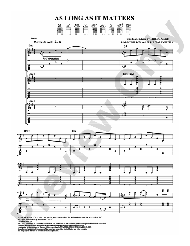 As Long As It Matters - Guitar TAB (Digital Download)