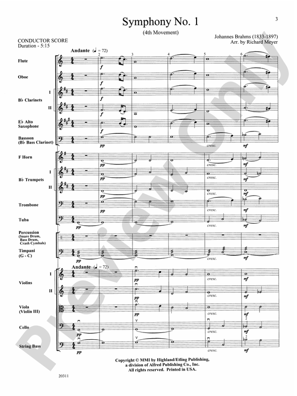 Symphony No. 1 (4th Movement ) – Full Orchestra Conductor Score & Parts (Digital Download)