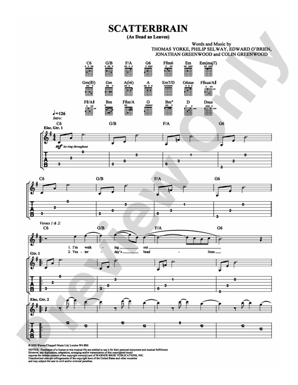 Scatterbrain - Guitar TAB (Digital Download)