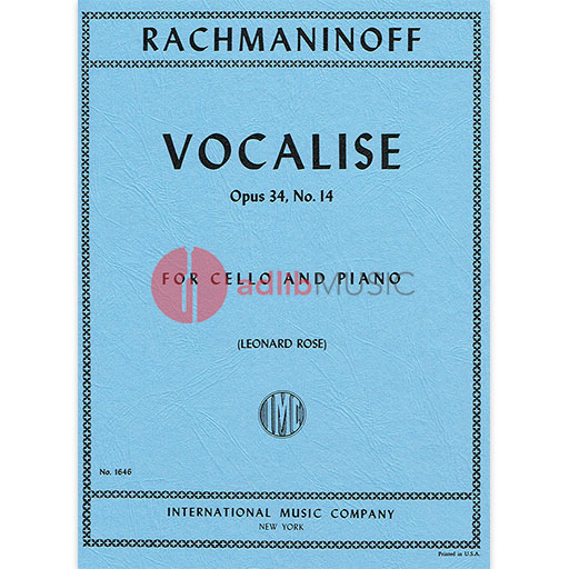 Rachmaninov - Vocalise Op34/14 - Cello/Piano Accompaniment edited by Rose IMC IMC1646