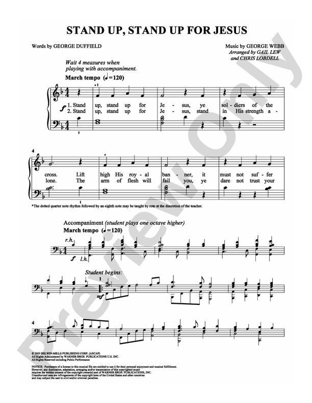 Stand Up, Stand Up for Jesus - Arr. Gail Lew and Chris Lobdell - Easy Piano (Digital Download)
