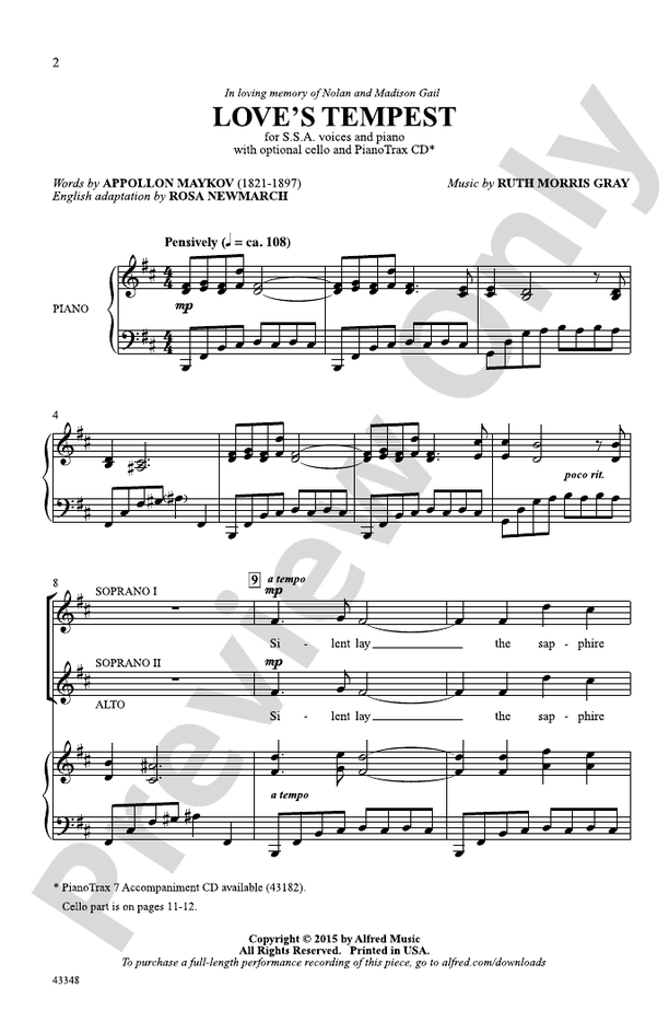 Love's Tempest – SSA Choral Octavo (Digital Download)