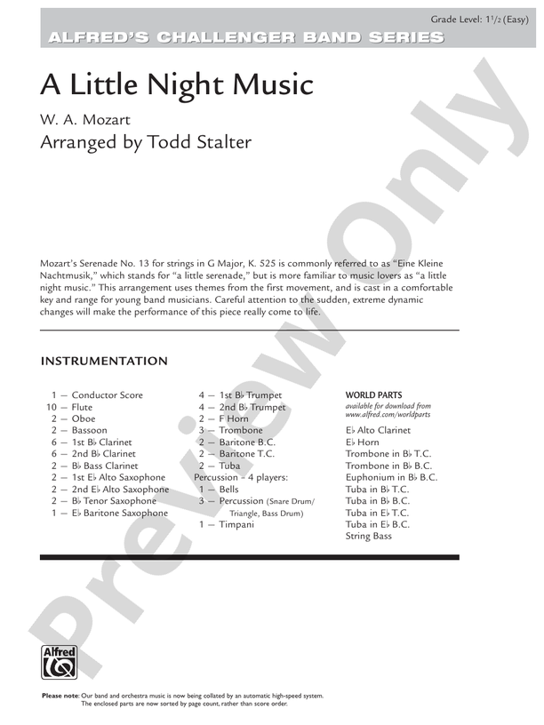 A Little Night Music - Concert Band Conductor Score & Parts (Digital Download)