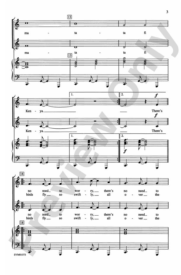 Hakuna Matata Fi Kenya (No Troubles in Kenya) – 2-Part Choral Octavo (Digital Download)