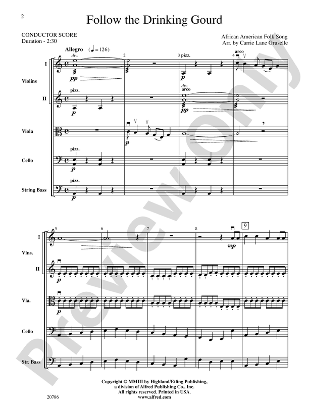 Follow the Drinking Gourd – String Orchestra Conductor Score & Parts (Digital Download)