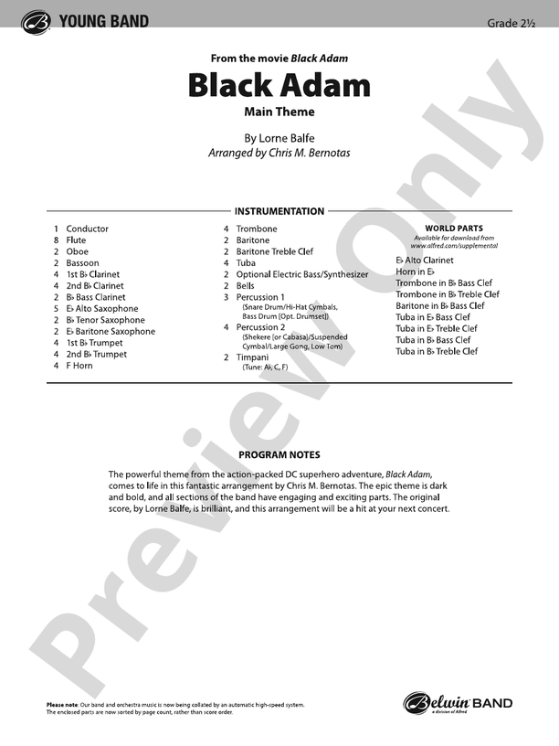 Black Adam - Concert Band Conductor Score & Parts (Digital Download)