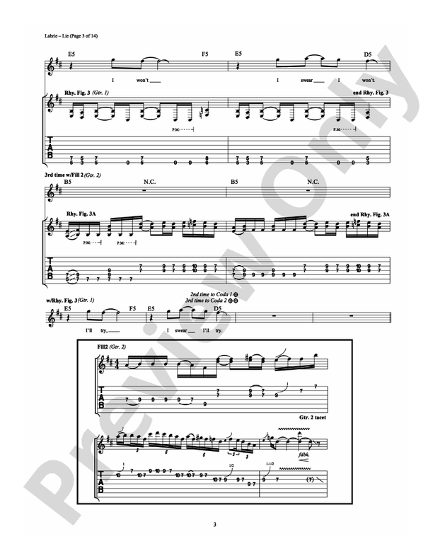 Lie - Guitar TAB (Digital Download)