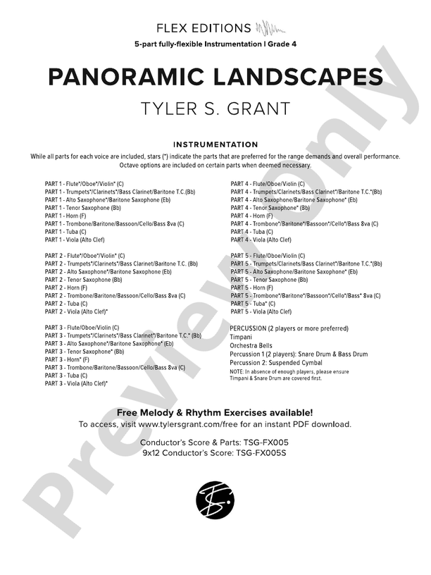 Panoramic Landscapes (Flexible Arrangement) - Concert Band Conductor Score & Parts (Digital Download)