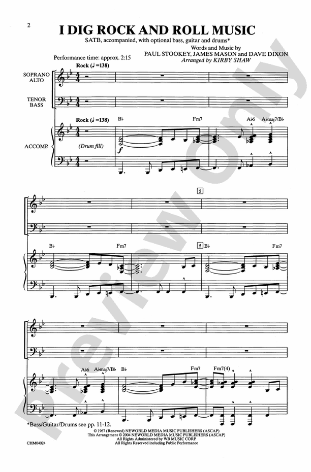 I Dig Rock and Roll Music – SATB Choral Octavo (Digital Download)