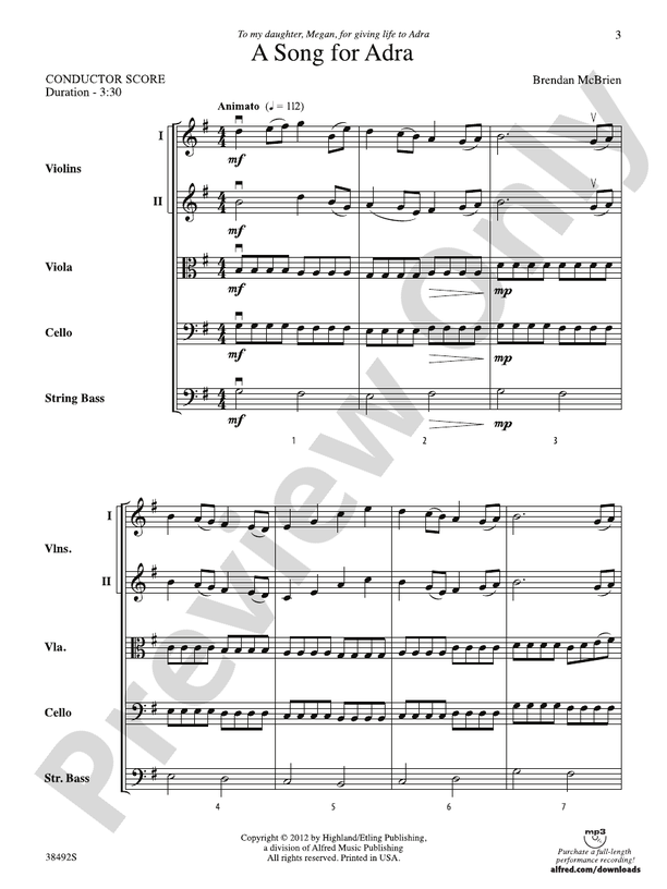 A Song for Adra – String Orchestra Conductor Score & Parts (Digital Download)