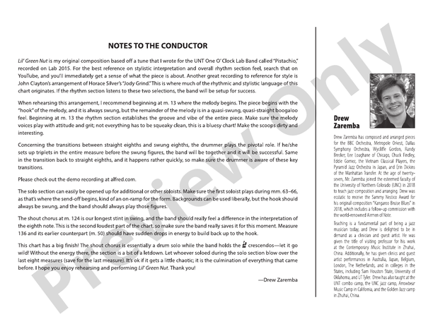 Lil' Green Nut – Jazz Ensemble Conductor Score & Parts (Digital Download)
