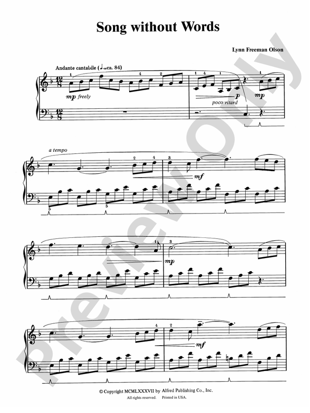 Song without Words - Piano (Digital Download)