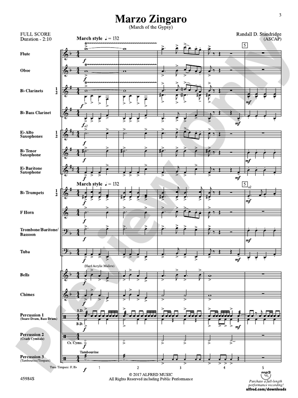 Marzo Zingaro - Concert Band Conductor Score & Parts (Digital Download)