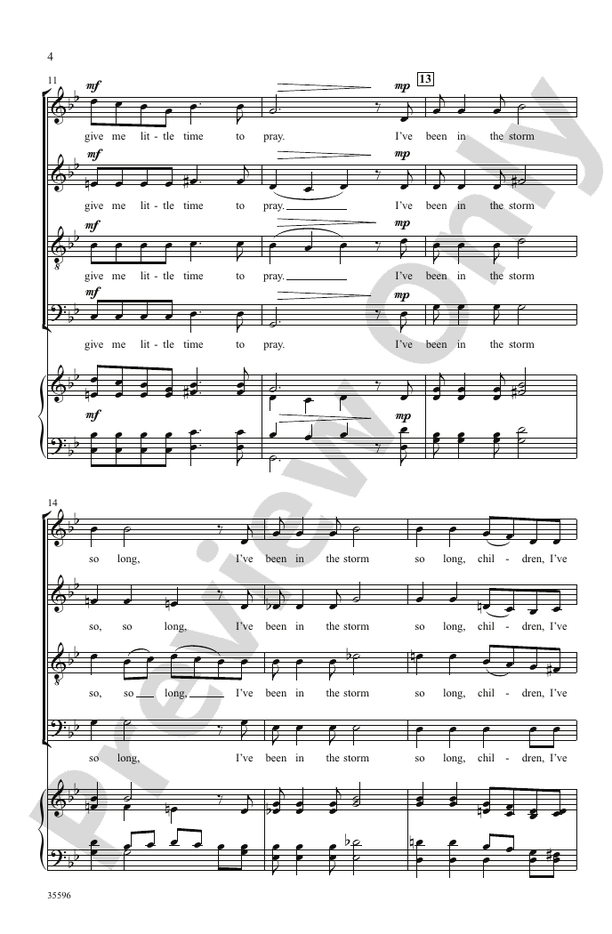 I've Been in the Storm So Long – SATB, a cappella Choral Octavo - Digital Sheet Music Download (Digital Download)