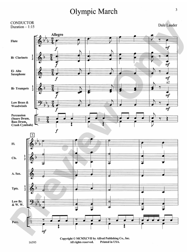 Olympic March - Concert Band Conductor Score & Parts (Digital Download)