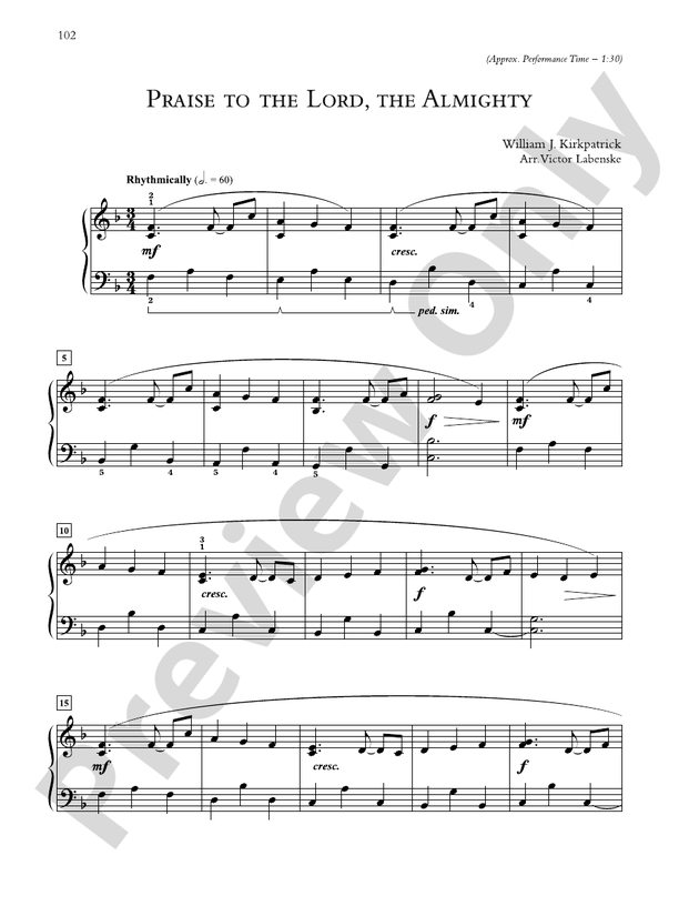 Praise to the Lord, the Almighty - Piano Solo (Digital Download)