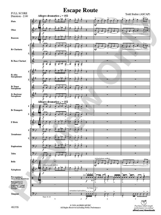 Escape Route - Concert Band Conductor Score & Parts (Digital Download)
