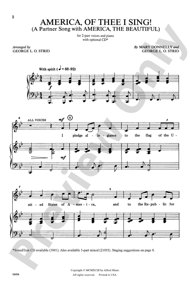 America, Of Thee I Sing! - 2-Part Choral Octavo (Digital Download)