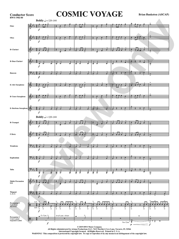 Cosmic Voyage - Concert Band Conductor Score & Parts (Digital Download)