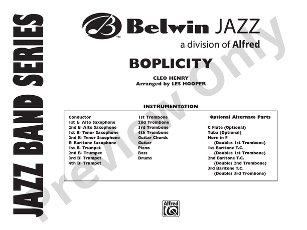 Boplicity - Jazz Ensemble Conductor Score & Parts (Digital Download)
