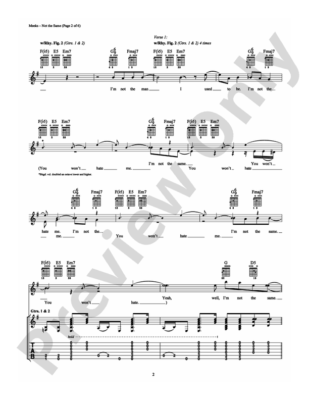 Not The Same - Guitar TAB (Digital Download)
