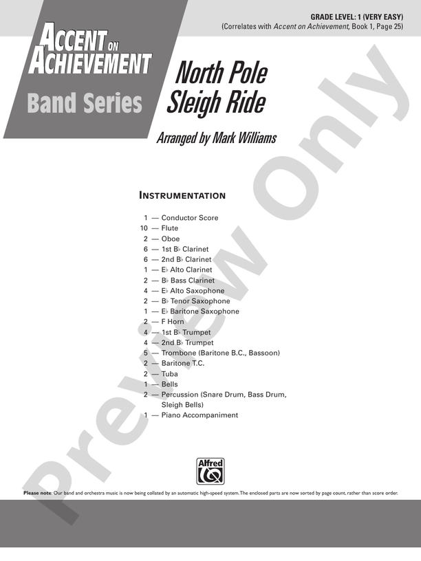 North Pole Sleigh Ride - Concert Band Conductor Score & Parts (Digital Download)