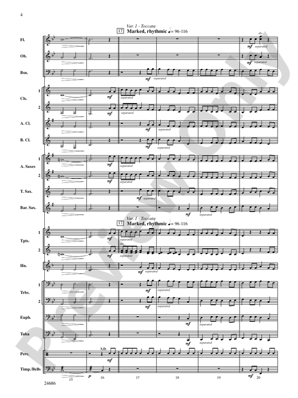 Air and Variations - Concert Band Conductor Score & Parts (Digital Download)