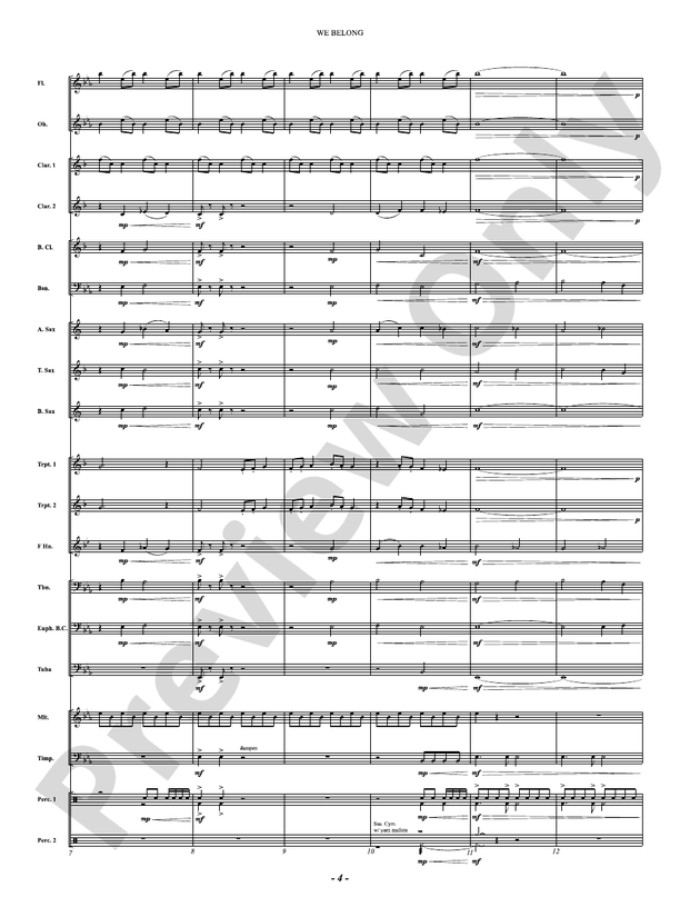 We Belong - Concert Band Conductor Score & Parts(Digital Download)